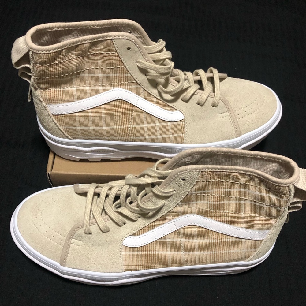 Vans-SK8-Hi-Sentry Waffle Cup-Plaid French Oak-UNISEX Shoes-Mens 9.5/Women 11